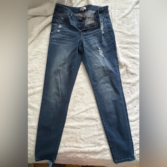 Jolt Navy Distressed Skinny Jeans - Picture 1 of 3